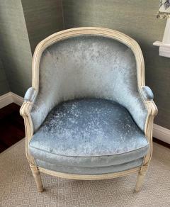 Antique French Louis XV Style Bergere Chair W Scalamandre Blue Silk Velvet - 2126619