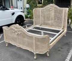 Antique French Louis XV Style Double Cane Queen Bed Bedframe W Gustavian Finish - 2188652