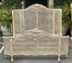 Antique French Louis XV Style Double Cane Queen Bed Bedframe W Gustavian Finish - 2188654