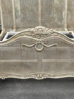 Antique French Louis XV Style Double Cane Queen Bed Bedframe W Gustavian Finish - 2188656