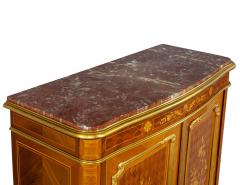 Antique French Louis XV Style Marble Top Commode with Floral Marquetry - 1992562