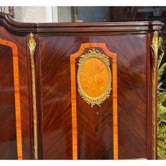 Antique French Louis XV Style Rosewood Satinwood Inlaid King Bed Frame - 3344137