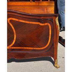 Antique French Louis XV Style Rosewood Satinwood Inlaid King Bed Frame - 3344141