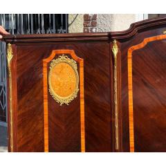 Antique French Louis XV Style Rosewood Satinwood Inlaid King Bed Frame - 3344154