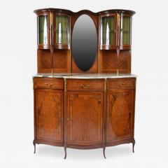 Antique French Louis XVI Louis XV Mahogany Marble Top Display Cabinet - 166065