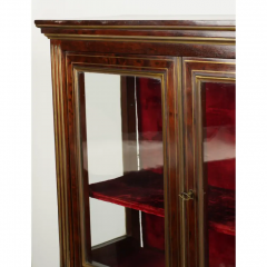 Antique French Mahogany Brass Inlaid Bonheur Du Jour Petite Secretary Cabinet - 3992209