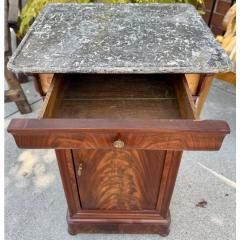 Antique French Mahogany Marble Top Nightstand End Table Cabinet - 4254700