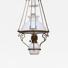 Antique French Milk Glass Hall Lantern - 2255756