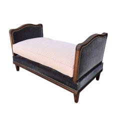 Antique French Mohair Petite Daybed W Ratchet Sides - 4254772