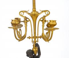 Antique French Napoleon III Gilt Bronze Marble Candelabra Lamps - 3884128