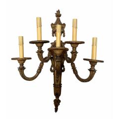 Antique French Neoclassical Gilt Bronze 5 Arm Light Sconce 1 of 2 - 4512830