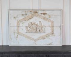 Antique French Neoclassical Painted Wooden Panel with Figural Relief - 4737043