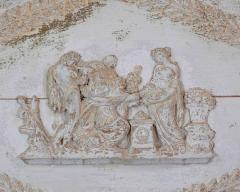 Antique French Neoclassical Painted Wooden Panel with Figural Relief - 4737049
