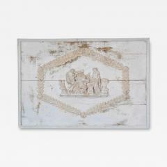 Antique French Neoclassical Painted Wooden Panel with Figural Relief - 4738833