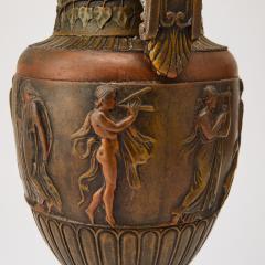 Antique French Neoclassical Patinated Bronze Decorative Urn Red Marble Base - 3886250