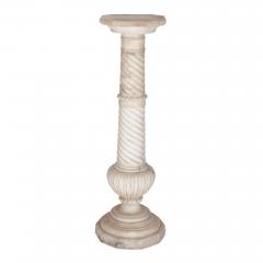 Antique French Neoclassical alabaster pedestal - 3075785