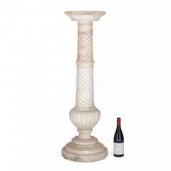Antique French Neoclassical alabaster pedestal - 3075789