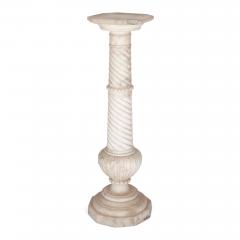 Antique French Neoclassical alabaster pedestal - 3075791