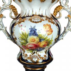 Antique French Old Paris Enameled Gilt Decorated Porcelain Urn Vases 19th Cent - 4552551