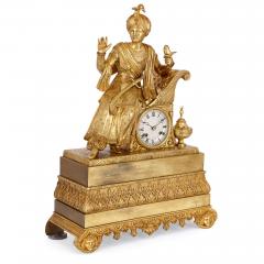 Antique French Orientalist style ormolu mantel clock - 3782278