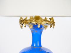 Antique French Painted Glass Table Lamp Gilt Bronze Mounts Mid 19th Century - 4822309