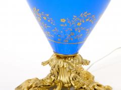 Antique French Painted Glass Table Lamp Gilt Bronze Mounts Mid 19th Century - 4822313