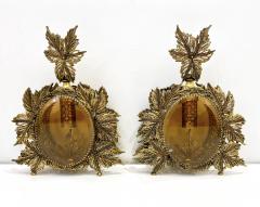 Antique French Pair of Gilt Brass Filigree Glass Rococo Style Perfume Bottles - 3419736