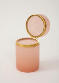 Antique French Pink Cylindrical Opaline Box Early 20th C  - 4179327