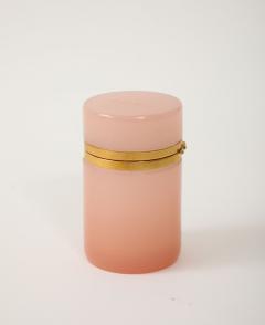 Antique French Pink Cylindrical Opaline Box Early 20th C  - 4179329