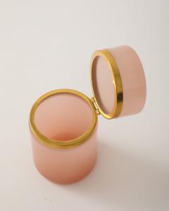 Antique French Pink Cylindrical Opaline Box Early 20th C  - 4179332