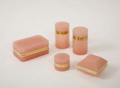 Antique French Pink Cylindrical Opaline Box Early 20th C  - 4179336