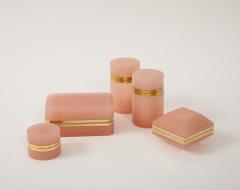 Antique French Pink Cylindrical Opaline Box Early 20th C  - 4179337