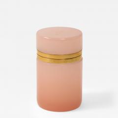 Antique French Pink Cylindrical Opaline Box Early 20th C  - 4186056