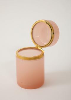Antique French Pink Cylindrical Opaline Box Early 20th C  - 4179390