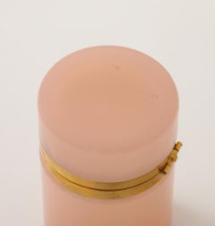 Antique French Pink Cylindrical Opaline Box Early 20th C  - 4179391