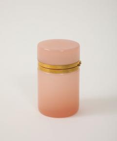 Antique French Pink Cylindrical Opaline Box Early 20th C  - 4179392