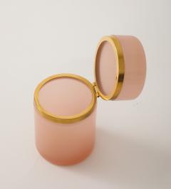 Antique French Pink Cylindrical Opaline Box Early 20th C  - 4179395