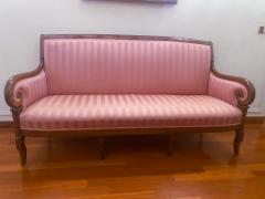 Antique French Pink color Sofa in Walnut 1830 - 3384106