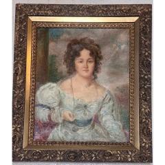 Antique French Portrait Painting of Beautiful Woman - 4386388