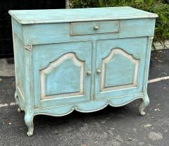 Antique French Provincial Blue Blue Paint Decorated Buffet Cabinet - 3049643