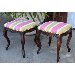 Antique French Provincial Carved Walnut Footstools a Pair - 3737375