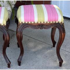 Antique French Provincial Carved Walnut Footstools a Pair - 3737376