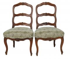 Antique French Provincial Fruitwood Side Chairs W Clarence House Cheetah Fabric - 1932424