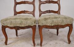Antique French Provincial Fruitwood Side Chairs W Clarence House Cheetah Fabric - 1932432