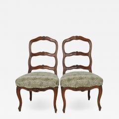 Antique French Provincial Fruitwood Side Chairs W Clarence House Cheetah Fabric - 1932988