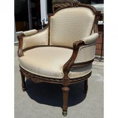 Antique French Provincial Louis XVI Petite Bergere Fruitwood Arm Chair 1 of 2 - 4232203