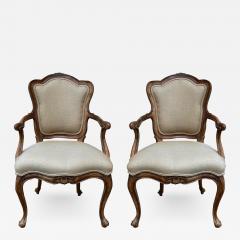 Antique French Provincial Style Petit Fauteuil Arm Chairs a Pair - 2436174