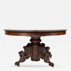 Antique French Renaissance Revival Pedestal Oval Dining Table - 167267