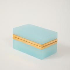 Antique French Robins Egg Blue Opaline Small Rectangular Box 1900 - 4180681