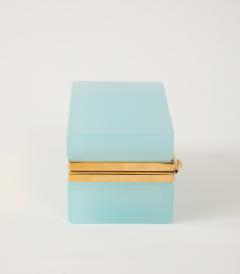 Antique French Robins Egg Blue Opaline Small Rectangular Box 1900 - 4180682